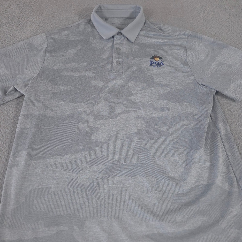 Under Armour Polo Shirt Mens XL Gray Camo Playoff PGA Oak Hill Golf Performance